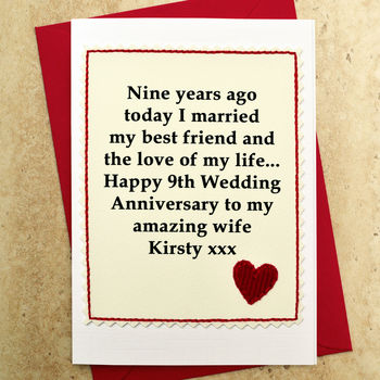 Personalised 9th Wedding Anniversary Card, 2 of 4