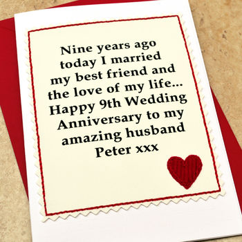 Personalised 9th Wedding Anniversary Card, 4 of 4