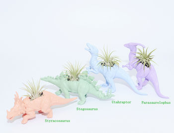 Pastel Colour Dinosaur Planter With Plant, 4 of 12