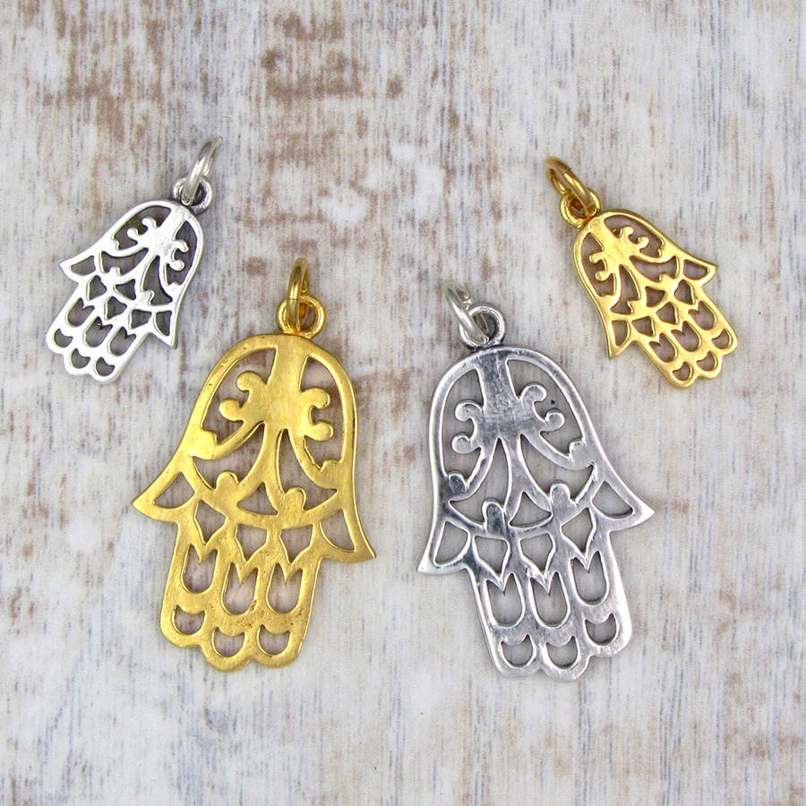 hamsa hand charm brass by black pearl | notonthehighstreet.com