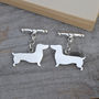 Dachshund Cufflinks In Sterling Silver Personalised, thumbnail 1 of 5
