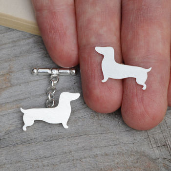 Dachshund Cufflinks In Sterling Silver Personalised, 2 of 5