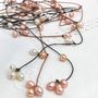 Pink Pearl And Black Leather Lariat Necklace, thumbnail 2 of 2