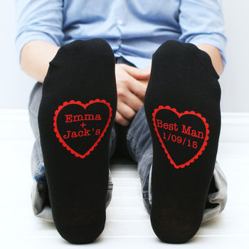 Personalised Wedding Heart Men's Socks, 2 of 5