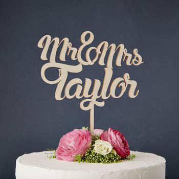 Personalised Wooden Wedding Cake Topper, 2 of 4
