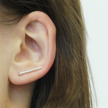 Beaded Sterling Silver Ear Cuff Earrings, 2 of 6
