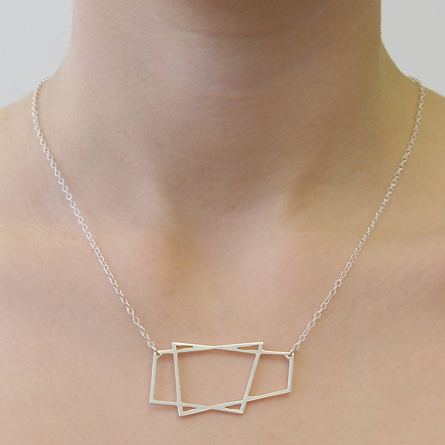 silver geometric interlocking cubes necklace by otis jaxon silver ...