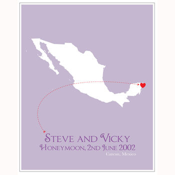 Honeymoon In Cancun Personalised Print, 5 of 11