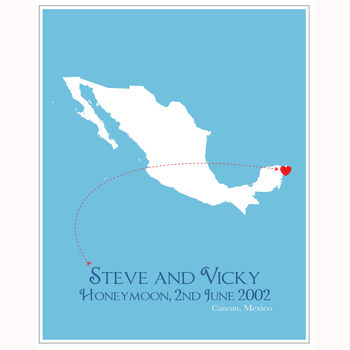 Honeymoon In Cancun Personalised Print, 6 of 11