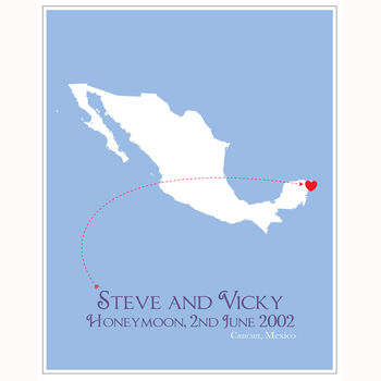 Honeymoon In Cancun Personalised Print, 7 of 11