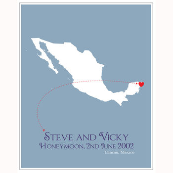 Honeymoon In Cancun Personalised Print, 8 of 11