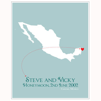 Honeymoon In Cancun Personalised Print, 9 of 11