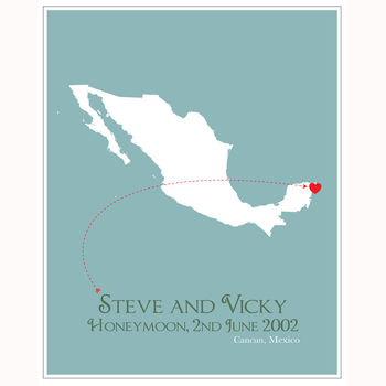 Honeymoon In Cancun Personalised Print, 10 of 11