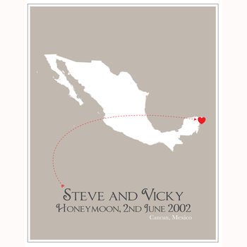 Honeymoon In Cancun Personalised Print, 11 of 11