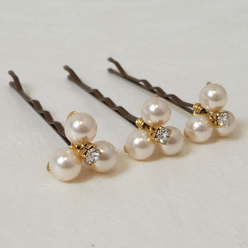 Set Of Three Pearl Hair Grips, 5 of 5