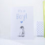 'It's A Boy' Baby Penguin Announcement Card, thumbnail 2 of 2