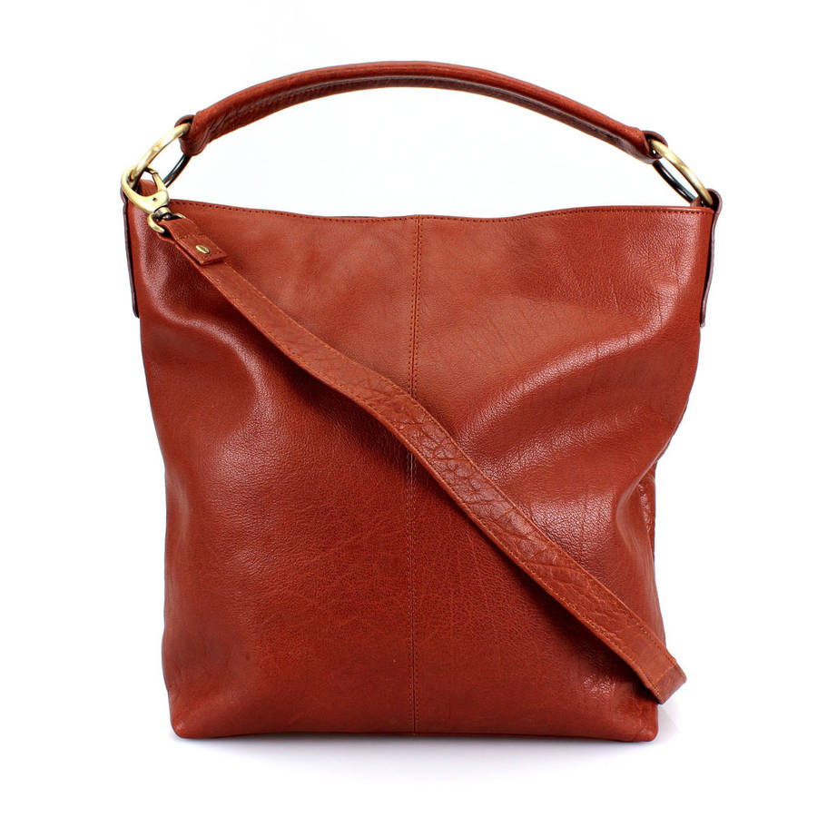 tan leather hobo tote handbag by the leather store | notonthehighstreet.com