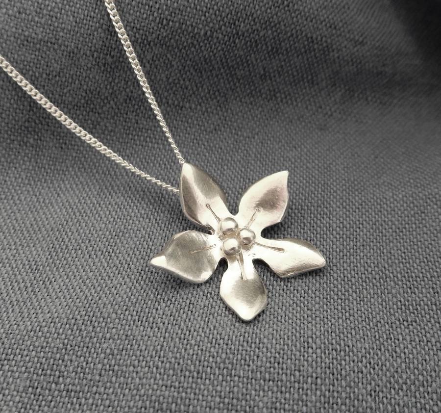 Silver Wildflower Pendant And Chain By Anne Reeves Jewellery