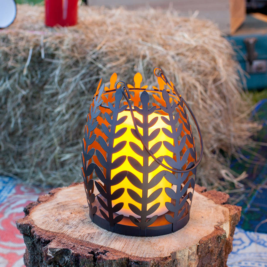 fern outdoor battery candle lantern by lights4fun