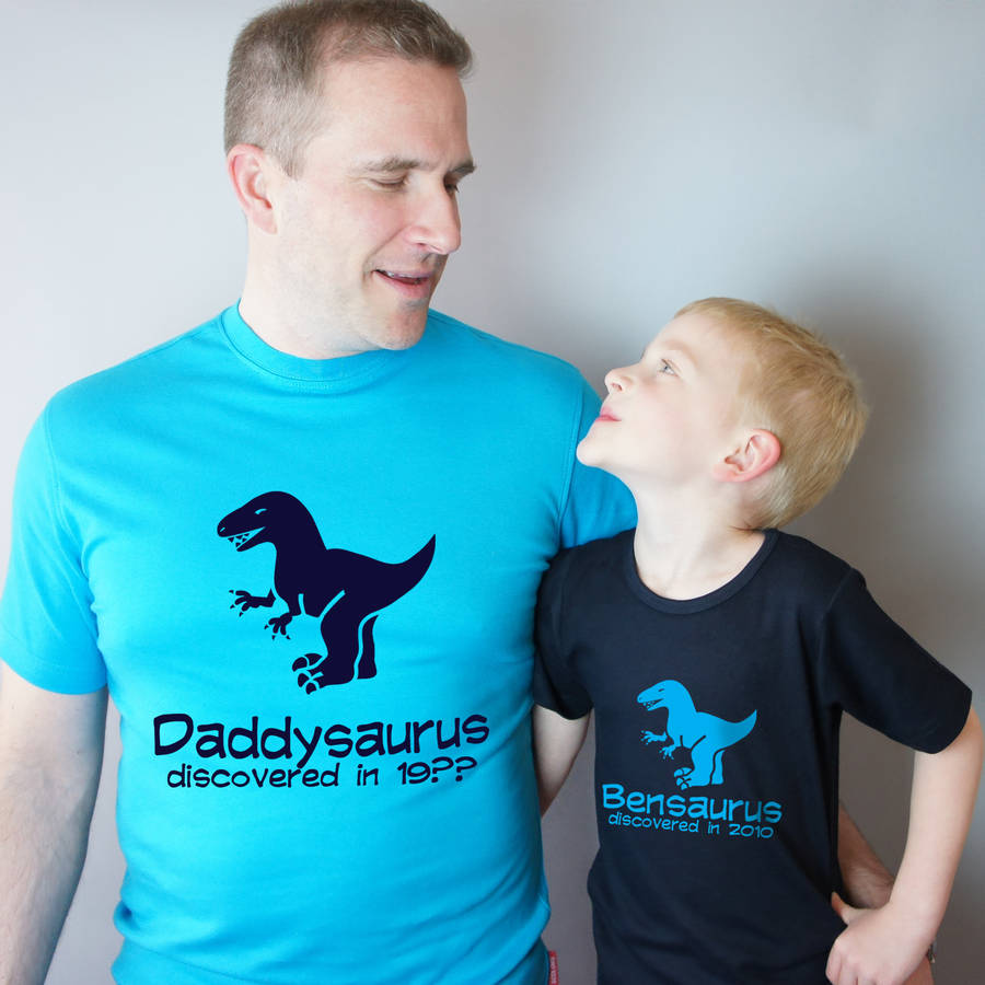 original_matching dad and child dinosaur t shirt set