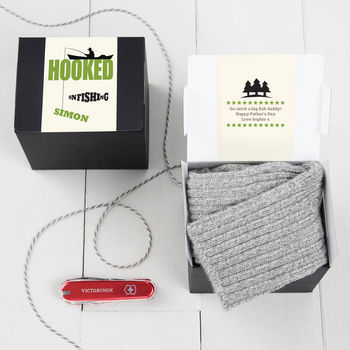 Hooked On Fishing Sock And Chocolate Penknife Gift Set, 2 of 7