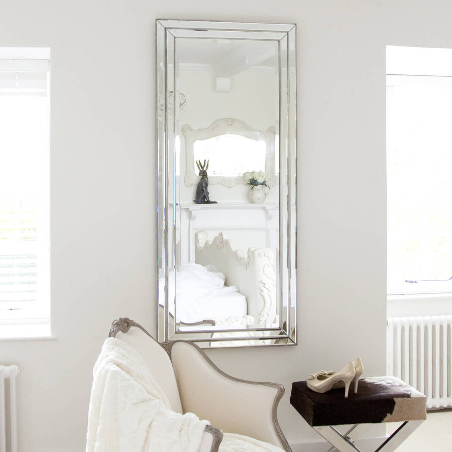 pewter silver edged leaner mirror by decorative mirrors online