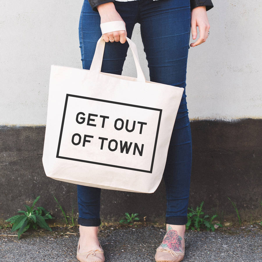 'get out of town' big canvas bag by alphabet bags | notonthehighstreet.com