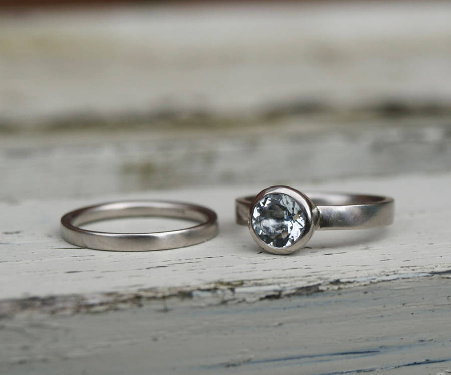 Aquamarine Engagement Ring Set By Karen Johnson | notonthehighstreet.com