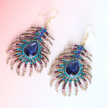 Peacock Feather Earrings, 2 of 4