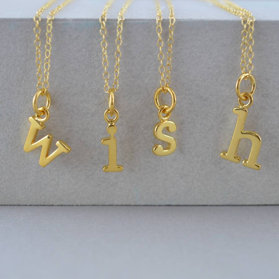 gold initial charm necklace by lily charmed