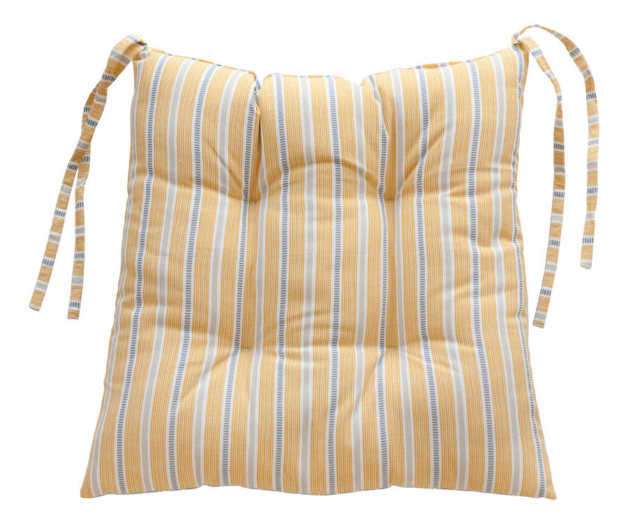 Ledbury Yellow Ochre Grey Stripe Chair Pad By Cottage in the Hills