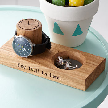 Personalised Cufflinks Tray And Watch Stand, 9 of 9