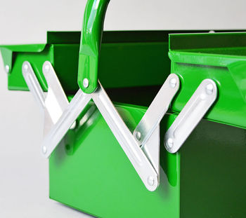 Diy Vintage Style Metal Folding Tool Box In Green, 2 of 4