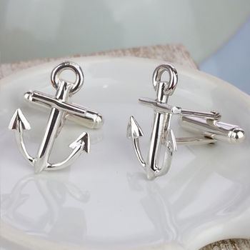 Silver Anchor Shaped Cufflinks, 3 of 8