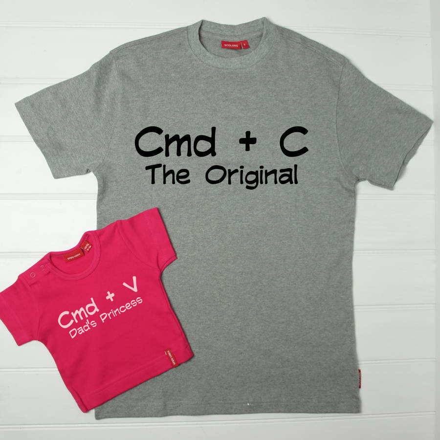 Matching Dad And Child Ctrl C And Ctrl V T Shirt Set, 1 of 9