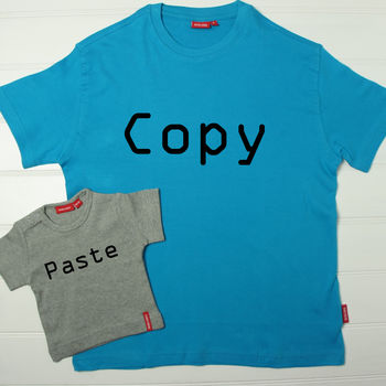 Matching Dad And Child Ctrl C And Ctrl V T Shirt Set, 3 of 9