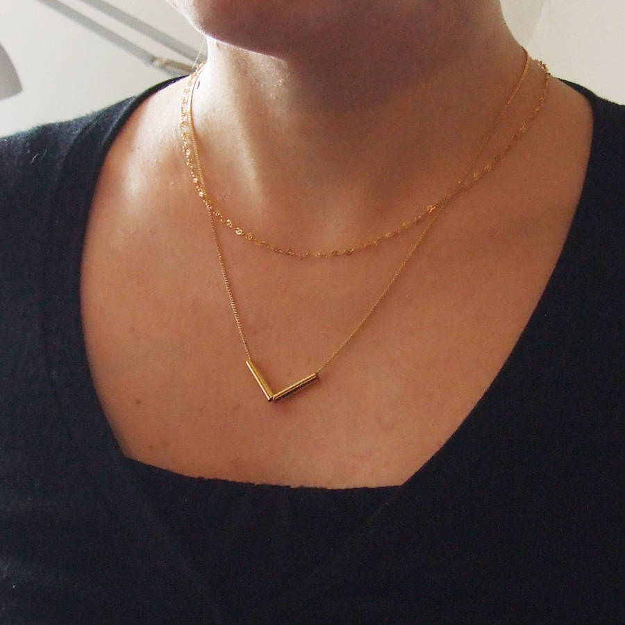 Layered Double Chain Gold Plated Necklace By Aliquo