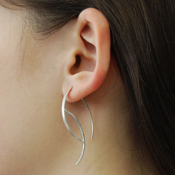 Ellipse Sterling Silver Drop Earrings, 2 of 9