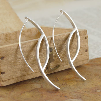 Ellipse Sterling Silver Drop Earrings, 3 of 10