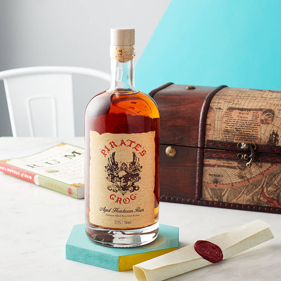 rum gift chest with personalised scroll by pirate's grog