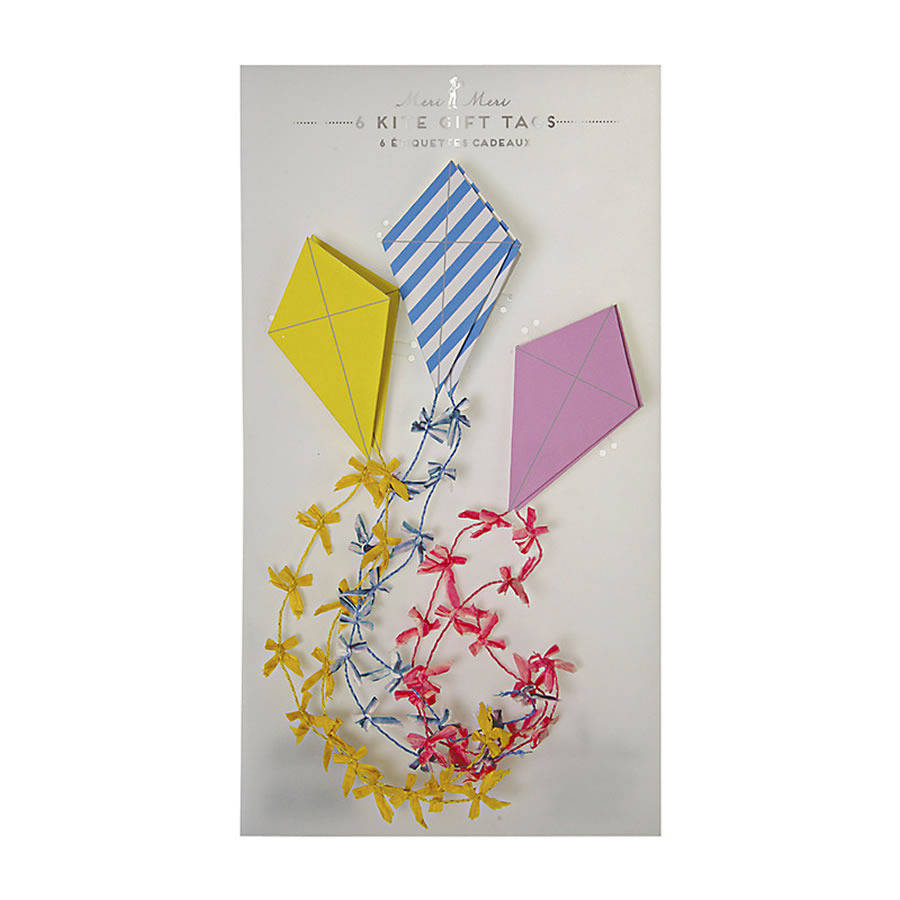 Set Of Six Pastel Coloured Kite Gift Tags By Little Baby Company
