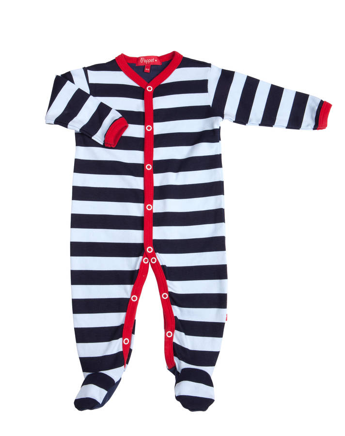 stripey baby boy's all in one by poppet | notonthehighstreet.com