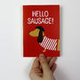 Funny 'Hello Sausage!' Dachshund Dog Card, thumbnail 2 of 2