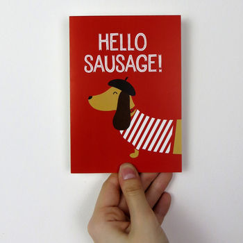 Funny 'Hello Sausage!' Dachshund Dog Card, 2 of 2