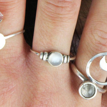 moonstone dainty bohemian sterling ring round silver notonthehighstreet