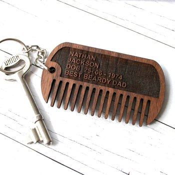 Personalised Beard And Moustache Comb Keyring, 5 of 7