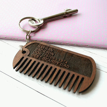 Personalised Beard And Moustache Comb Keyring, 4 of 7