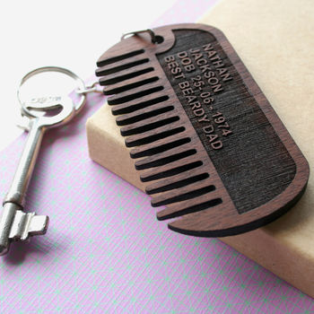 Personalised Beard And Moustache Comb Keyring, 7 of 7