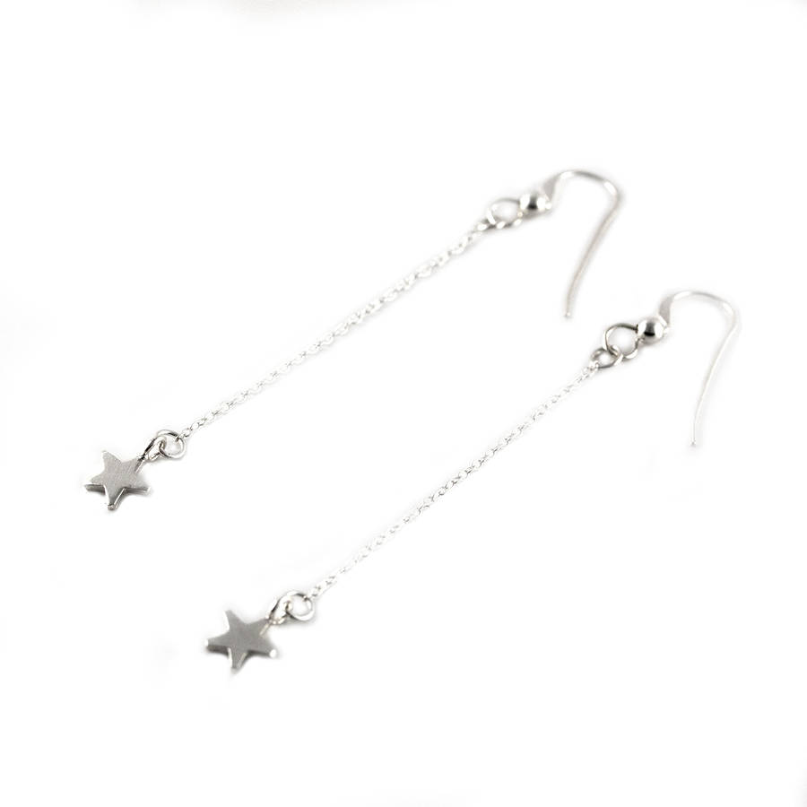 Tiny Star Drop Earrings By Lily King Notonthehighstreet Tiny Star Drop Earrings