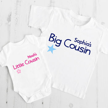 Big Cousin Little Cousin Personalised T Shirt Set, 2 of 3